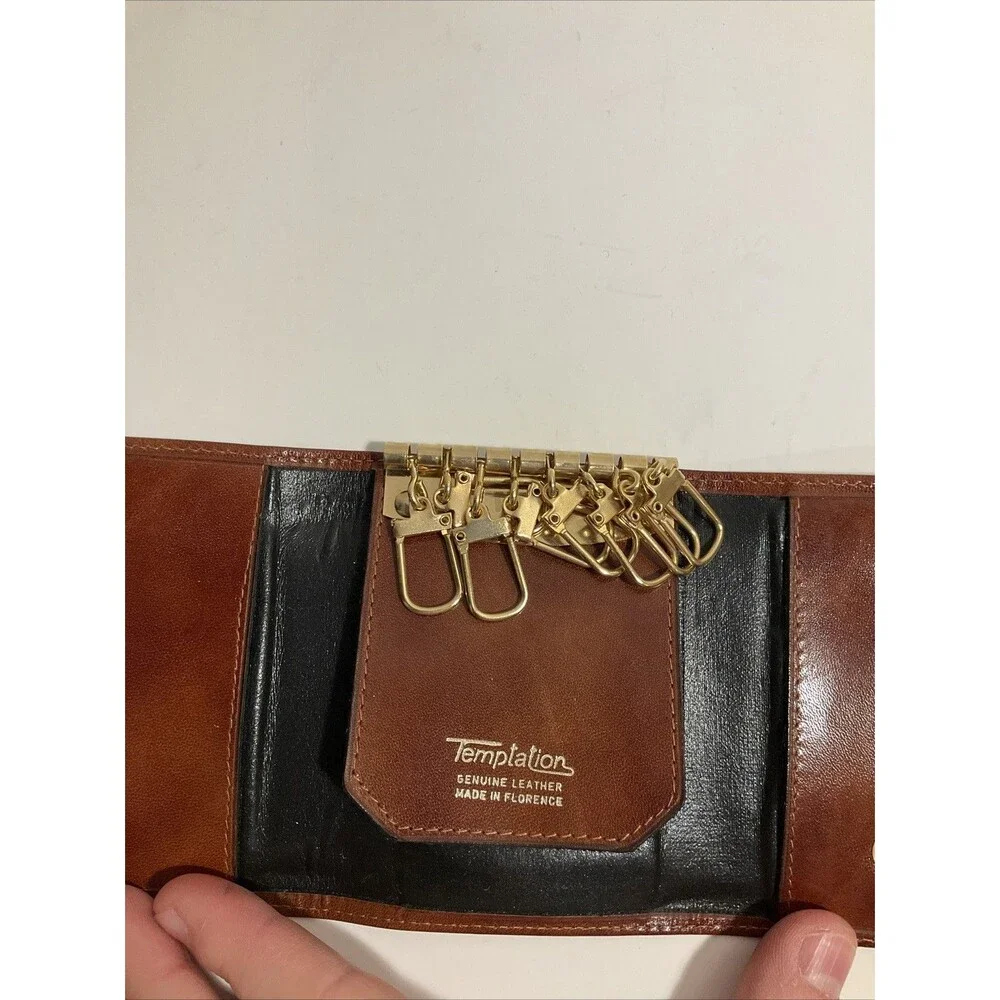 Temptations Brown Leather Key Wallet Vintage Keeper - Picture 6 of 10